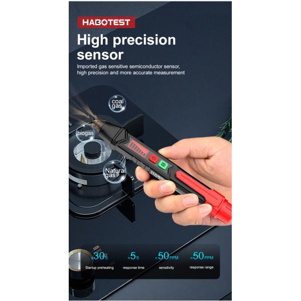 HT60 Gas Leak Detector Combustible Gas Detector Sound & Screen Alarm For Natural Methane