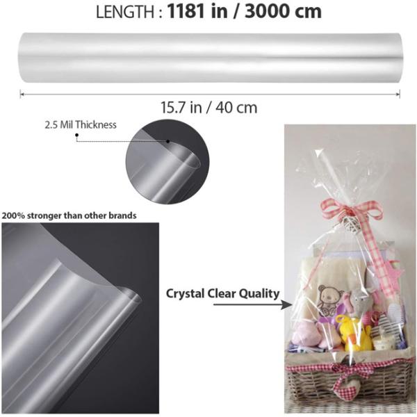Gravure Printing 3mils Clear Cellophane Wrap For Flowers Basket