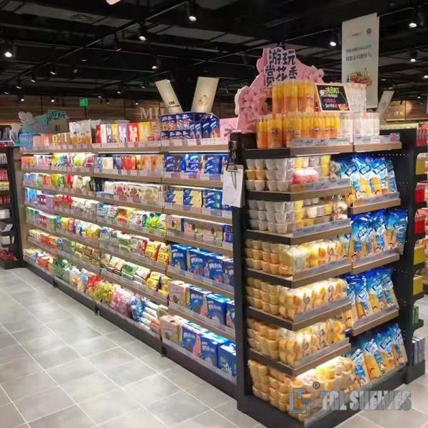 Grocery Display Racks And Shelves For Supermarket 600×1300mm Double Side