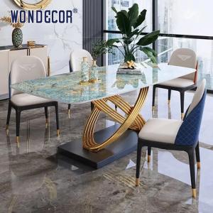 Quality 125cm Luxury Furniture Art Marble Countertop Table Mirror Abstract Spiral Ring Base for sale