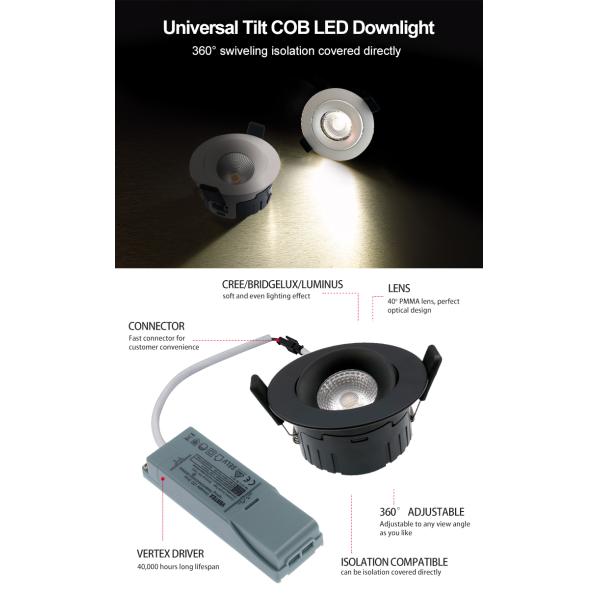Commercial 10W Recessed LED Downlight 90mm Cut Out Diameter