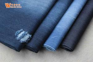China Dark Blue Clothes Coated Stretchy 12oz 100 Cotton Denim Fabric By The Yard on sale