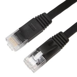 Quality Weatherproof Stable Flat Internet Network Cable , Computer Black Cat 6 Patch Cable for sale