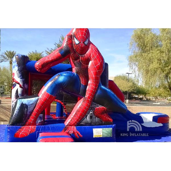 Spiderman Inflatable Bouncer House Outdoor / Indoor Bouncer Jumping Castle With Slide