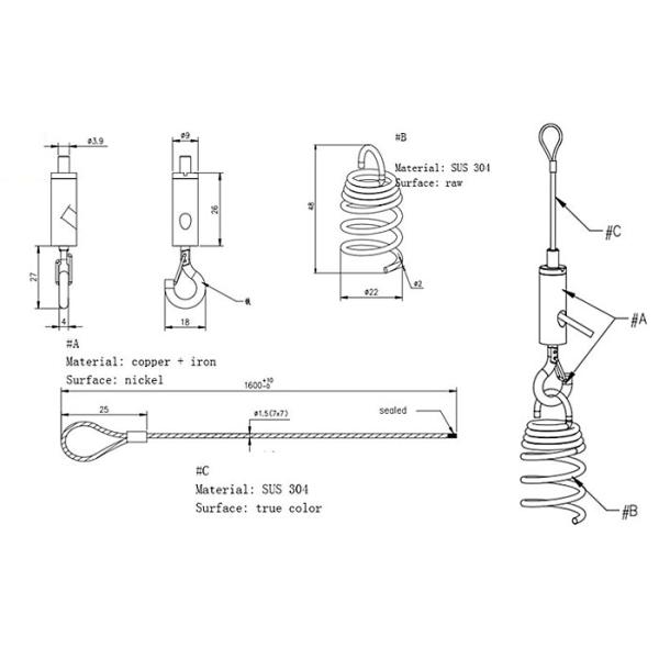 Sound Absorbing Cable Suspension Kit High Adjustability ODM / OEM Service