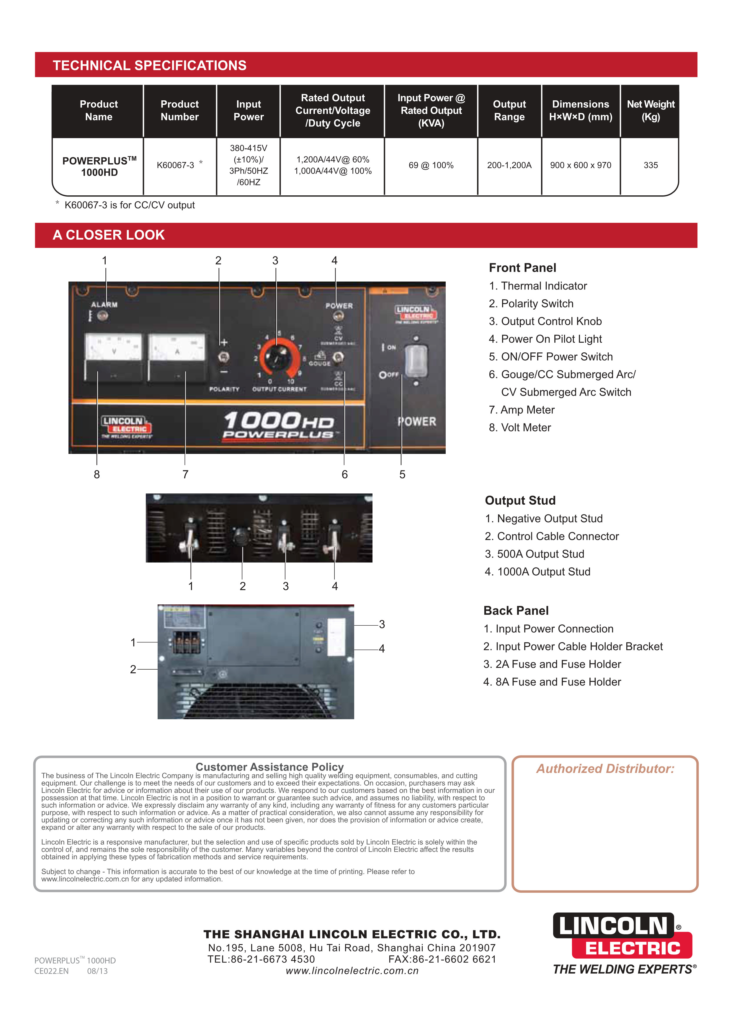 Lincoln POWERPLUS® 1000HD Submerged Welding Machine;200-1200A DC Submerged Arc Welding Machine;DC 1000Amp Gouging