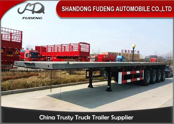 Buy 4 axles flatbed container semi trailer 60 ton capacity with container lock at wholesale prices