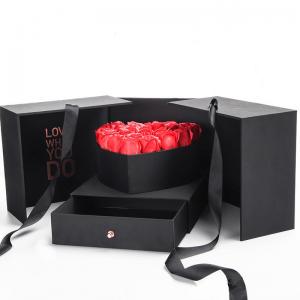 Quality Big Cube Flowers Gift Box With Heart Shape Box And Drawer Box for sale