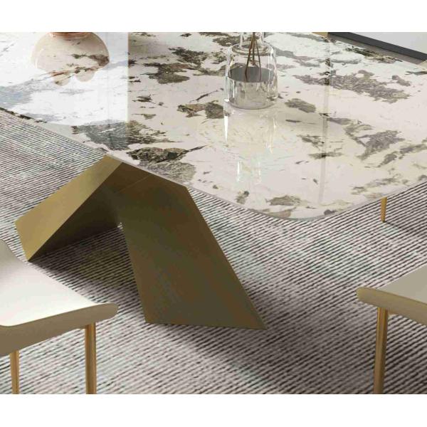 Bright Rock Board Small Apartment Dining Table Chair Sets Nordic Modern Light Luxury Bronze Dining Room Set
