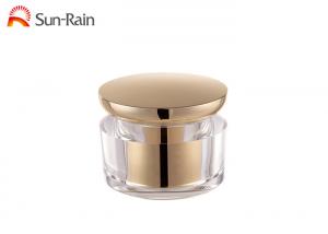 Quality Acrylic Gold Cream Plastic Cosmetic Jars Double Wall Round Shape SR2358 for sale