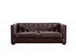 Vintage Dark Brown Genuine Three Seater Leather Sofa Set Multi - Layer Density