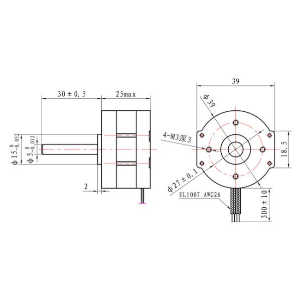 39x39mm 0.12N.M Four Wire Stepper Motor Two Phase NEMA 16 CE RoHS