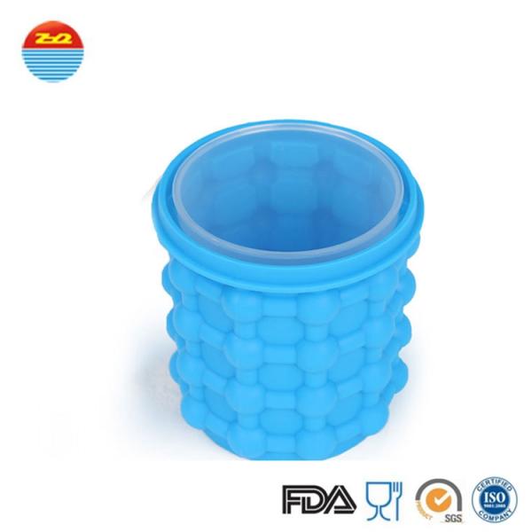 Large Outdoor Standing Capacity Dual-chamber Silicone Ice Trays Molds Genie Bucket Ice Cube Maker with Ice Clip and Lid