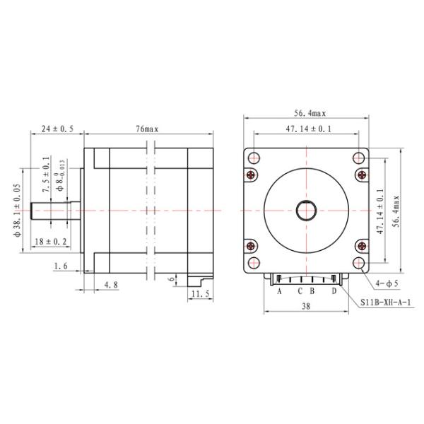 57x57x76mm 2 Phase High Torque 2.2N.m 3.0A NEMA 23 Hybrid Stepper Motor for CMM Robot