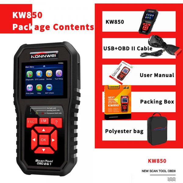Buy Portable Auto Engine Analyzer KW850 Code Reader Automotive Repair Tools NT301 Exhaust Gas Sensor at wholesale prices