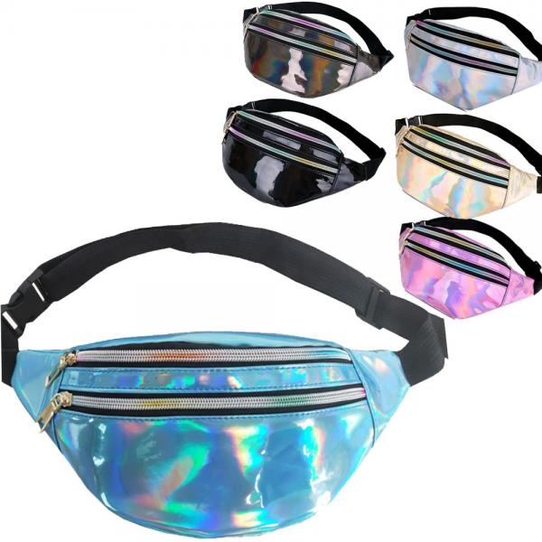 Buy Adjustable Belt Bag Travel Bucket Chest Bag Waterproof Laser Geometric Waist Pouch Purse Girly Fanny Pack Waist Bag at wholesale prices