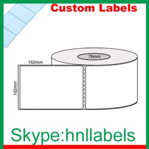 Quality Custom Thermal Label 102mmX162mm/1 Plain D/Thermal Roll Perm, Perfs, 750Lpr, 76mm core for sale