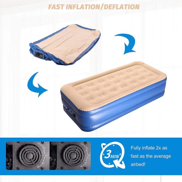Flocked PVC Inflatable Sleeping Mat Portable Air Mattress With Pump