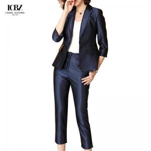 China Women's Formal Pink Suit Sets Jacket And Pants 2 Piece Fashion Office Wear Uniform on sale