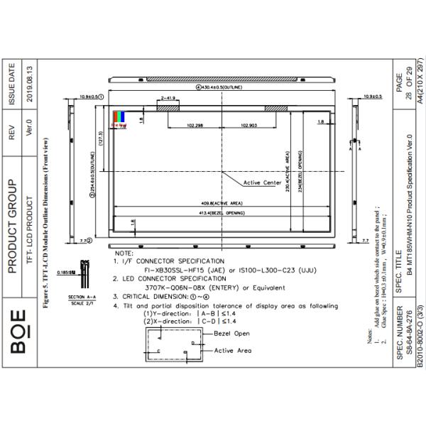 Factory Customize 18.5" LVDS BOE TFT RGB 1366 768 TFT LCD Screen Module