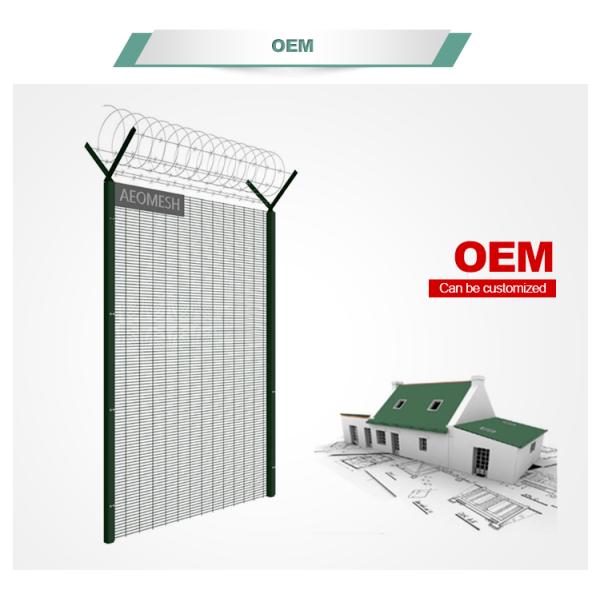358 high security wire fence 12.7mm x 76.20mm diameter 3.00mm/4.00mm powder coated RAL 9001