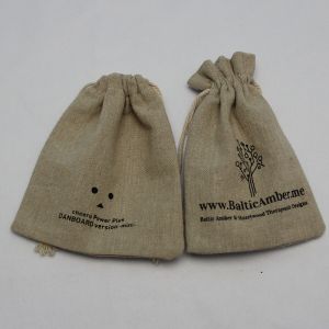 Traditional Printed Jute Drawstring Bag Soft Material For Wedding Favor