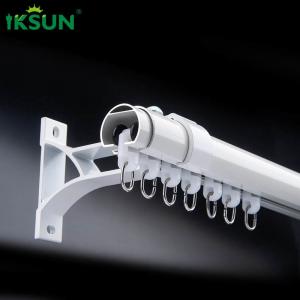 Quality 75-138 Flexible Tension Curtain Rod Large Window Extendable Metal Curtain Pole for sale