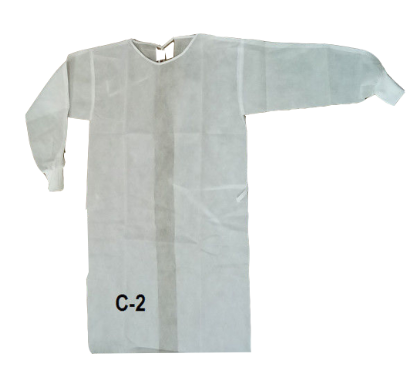 PP+PE 35GSM Waterproof Breathable Disposable Isolation Gown With Ties & Rib-knitted Cuffs Polyester Threads Back Opening