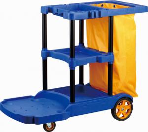 Quality Blue Housekeeping 3 Shelves 150KG Janitorial Cleaning Cart for sale