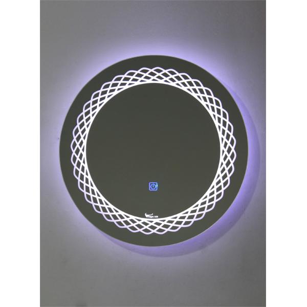 Smart Bathroom Sink Mirror With Touch Sensor Switch Round LED Interlaced Light