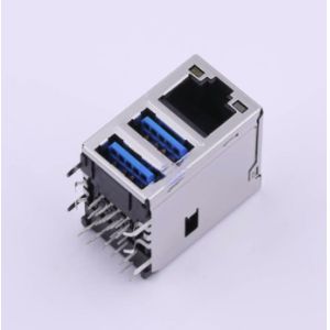 RJ45 Connector With USB JFM38U1M-B313-4F 100/1000 Base-T Tab Up