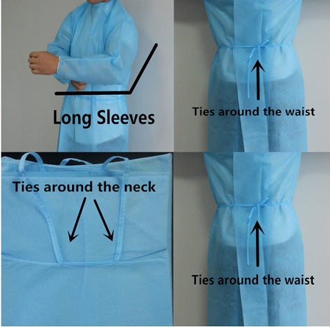 Pink Disposable Isolation Gowns 115x137CM PP+PE Gown With Long Sleeve