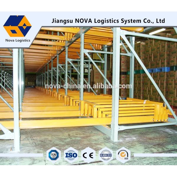 Industrial Push Back Rack Galvanised , Pallet Racking Single Pallet Per Level