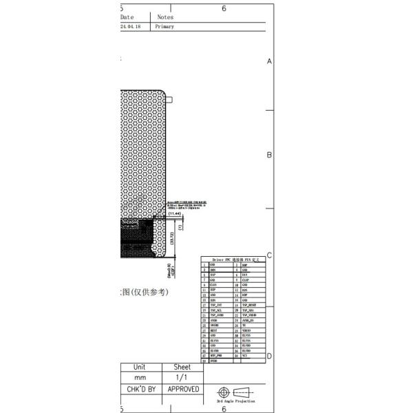 Amoled 6.39 Inch Display 1080*2340 Resolution With MIPI Interface