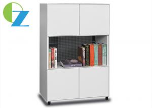 Quality White Satin 3 Tier Steel Office Cupboard 1 Open Shelf 2 Door 0.5mm Edge for sale