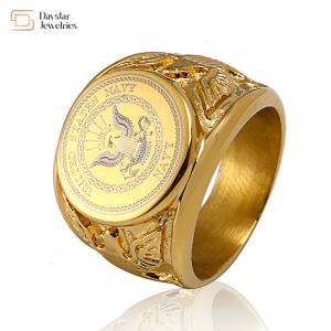 China Men Signet Rings Stainless Titanium Steel Jewelry Military Flying Eagle Logo on sale