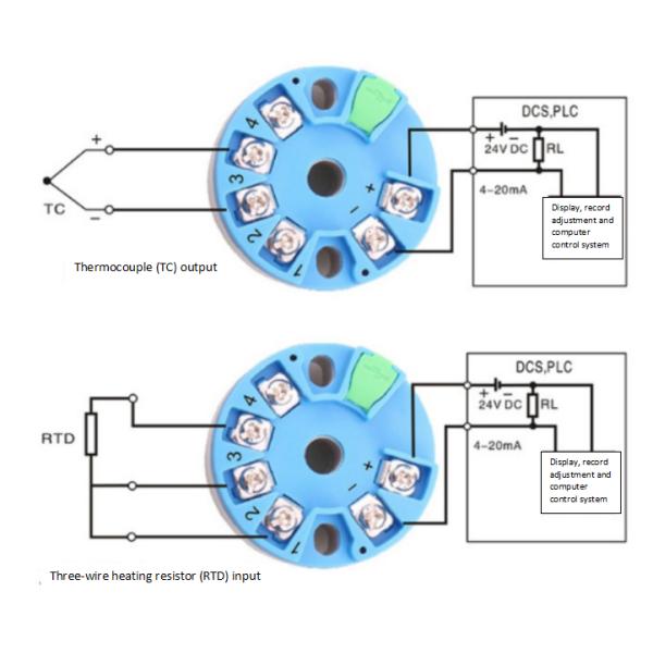 Blue RTD Temperature Transmitter Sensor PT100 Polypropylene 0.5V 4.5V