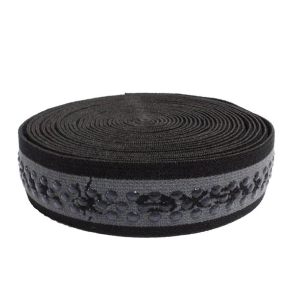 Black 2.5cm Anti Slip Webbing Fitness Silicone Elastic Gripper Tape