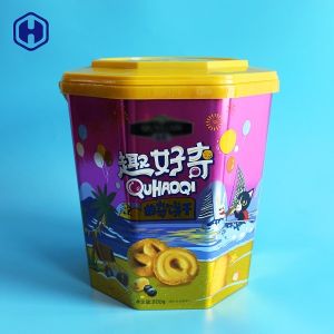 Octagon Shape IML Bucket 1.96 Gallon 8.25L Plastic Biscuit Containers
