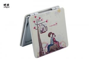 Quality PU Leather Square Small Compact Mirror Gift Lovely Girl Design for sale