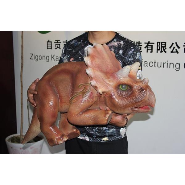 Lovely Small Coffee Colored Realistic Hand Baby Dinosaur Puppet For Sale