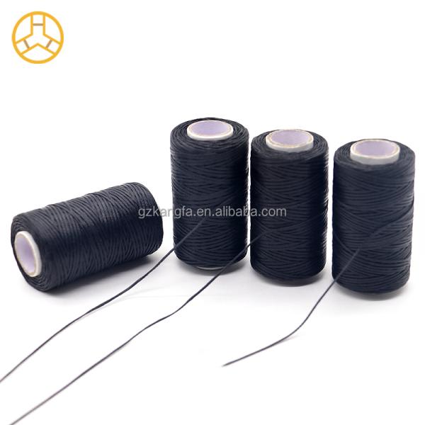 Black 50m 100% Polyester 150D Hand Stitched Leather Flat Wax Thread with Dyed Pattern