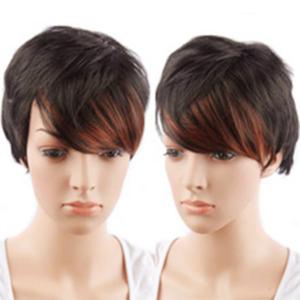 Quality Medium Brown Short Human Hair Lace Wigs With Baby Hair Double Drawn 120% Density for sale