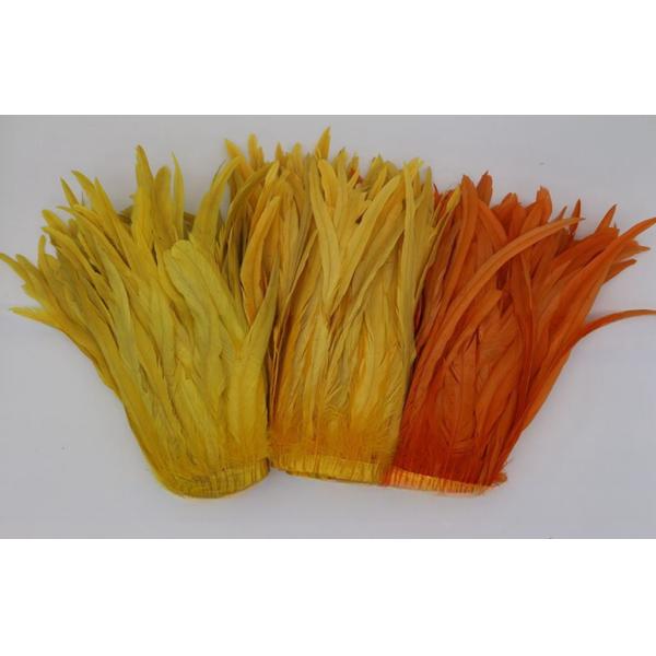 6-8inch Dyed Rooster Coque Feather Fringe Trim with Satin Ribbon