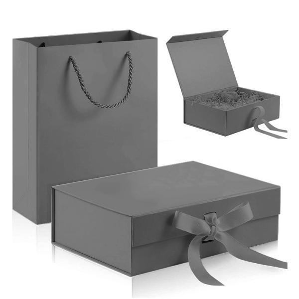 Cardboard Folding Paper Box With Bow Ribbon Magnetic Closure Luxury Mailer Boxes