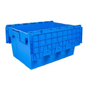 Plastic Moving Crate with Hinged Lockable Lid Solid Box Style 600x400x315mm