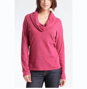Quality WOMEN'S 55% COTTON/45% LINEN COWL COLLAR KNITTED SWEATER for sale