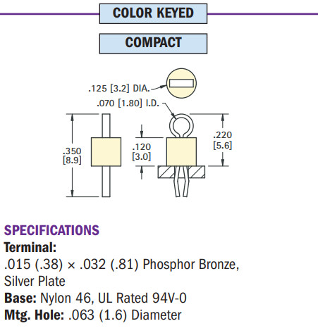 Thm Thru Hole Mount Test Points Color Keyed 5005 5006 5016 Keystone Electronics