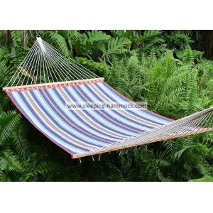 Quality Travel Quilted Fabric Hammock Kids , Heavy Duty Canvas Hammock Red Blue Stripe for sale