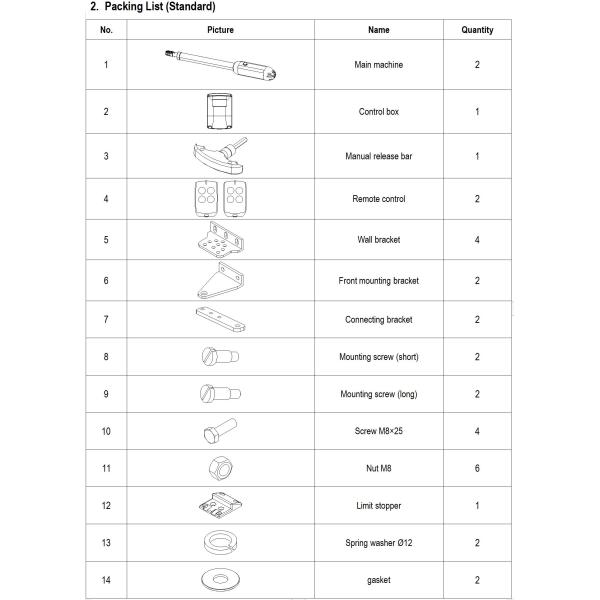 Electronic Door Opener 400kg Max 3800N Force Residential Swing Gate Operator Kit